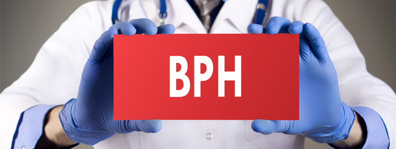 Doctor holding up a sign that says BPH