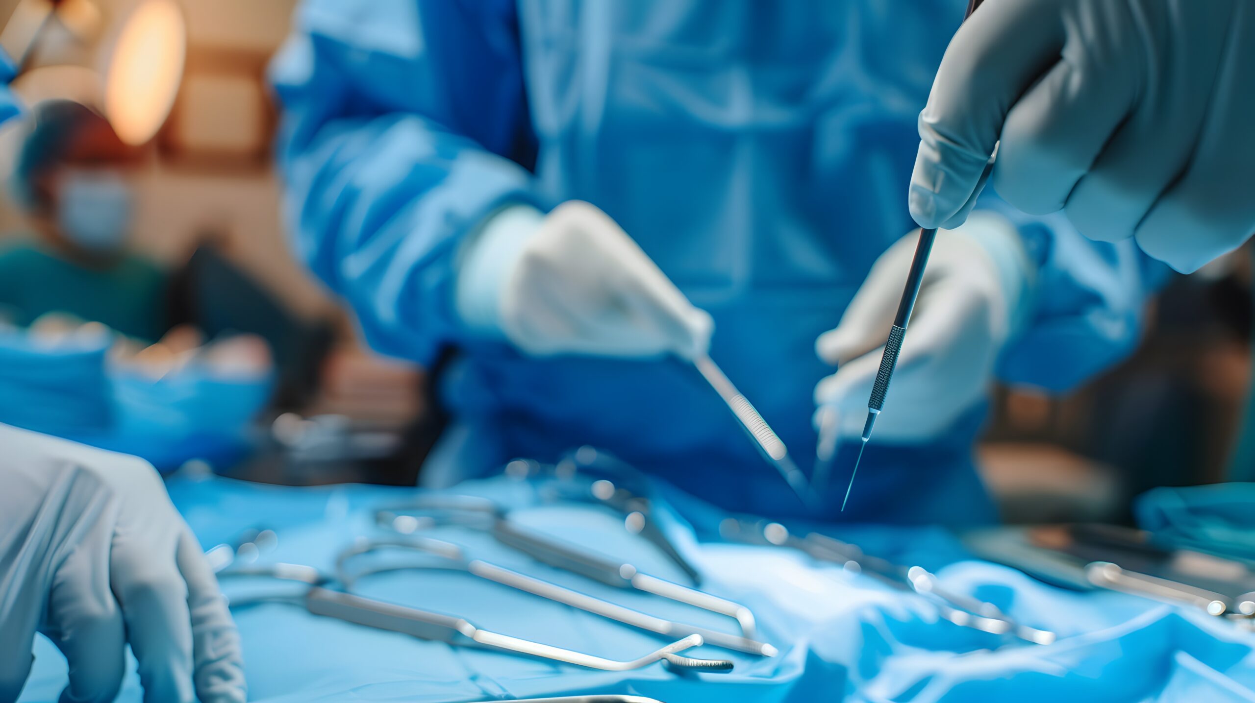 Doctor holding surgical equipment
